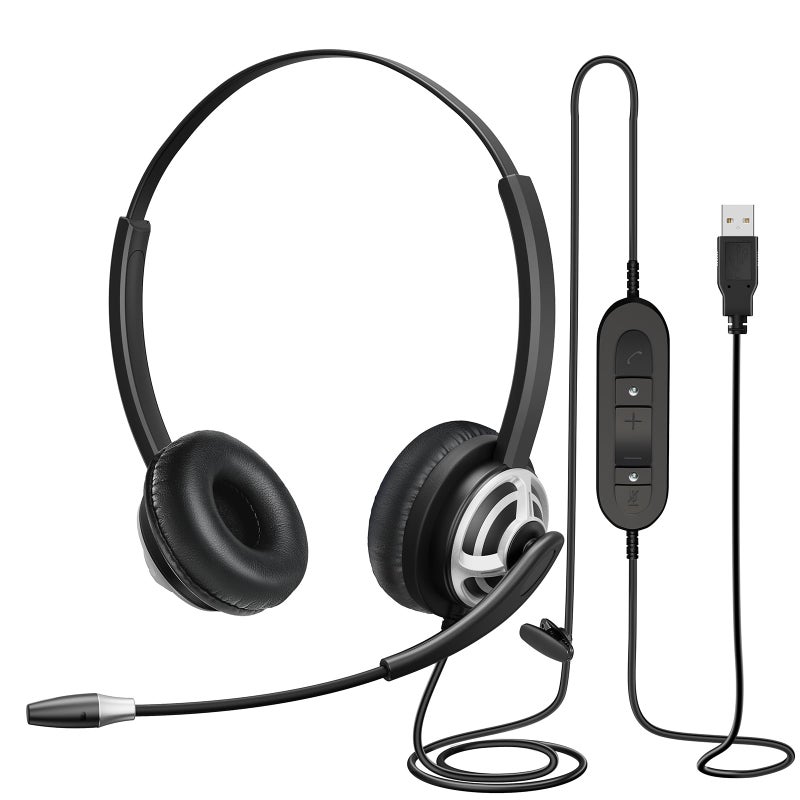 MAIRDI USB Headset With Microphone for Computer, PC, Laptop - Noise Canceling for Teams, Zoom, Office, Call Center, VoIP Phone Calls - Dictation for Dragon Voice Recognition - Image 1